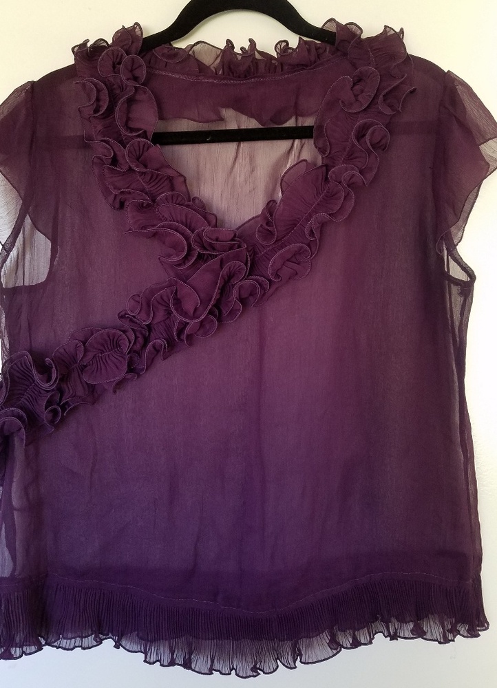 Purple Chiffon Ruffled Blouse - Size XL